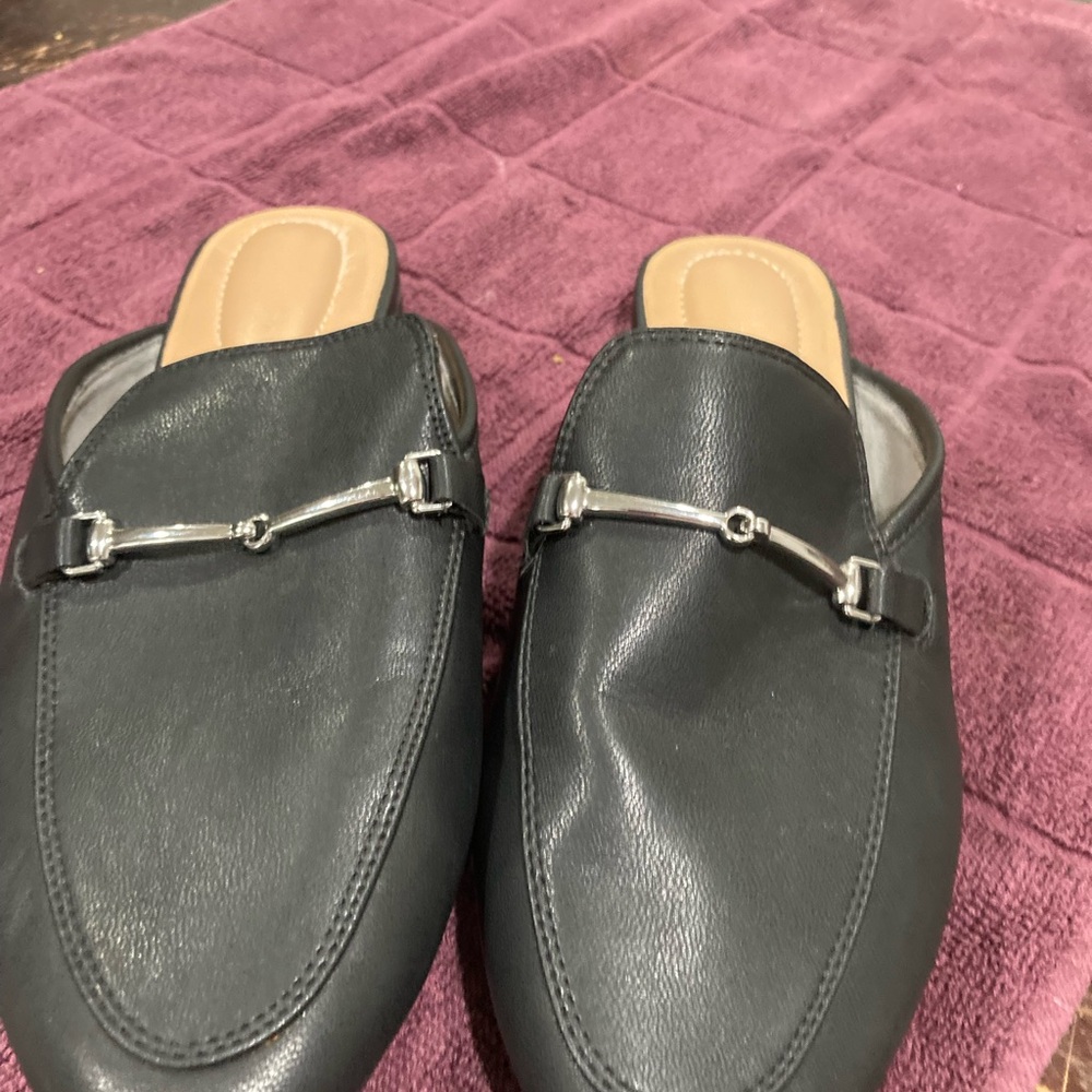 Rachel Zoe Black and Silver Loafers Slip-Ons